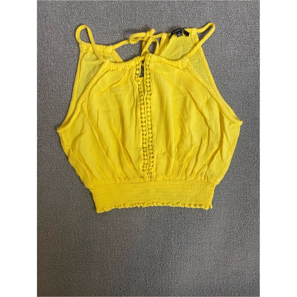 Ambiance Bright Yellow Halter Crop Top- Summer Beach Vacation Spring